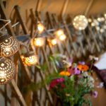 Soft lighting and wildflowers inside of Mulroy yurt