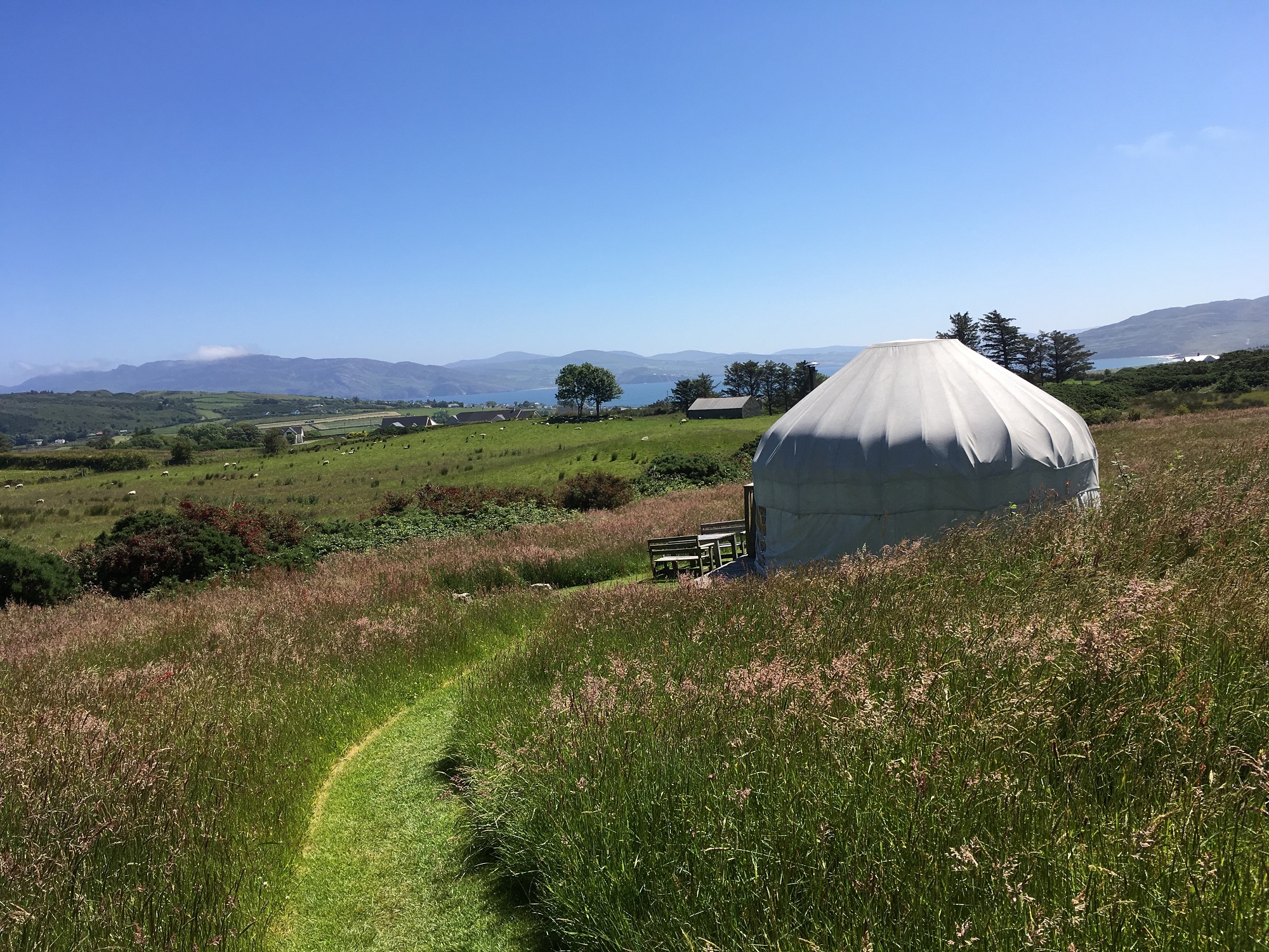 Mowed paths around Ballymastocker yurt